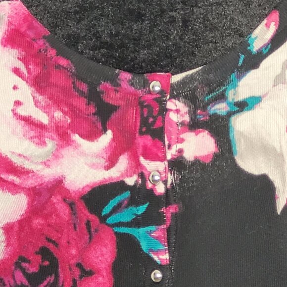 WHBM Black & Pink Floral Embellished Button-Up Cardigan – Size XL - Picture 7 of 8